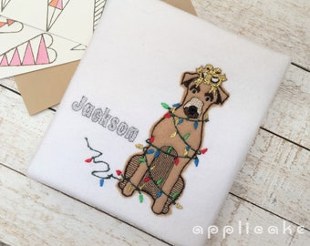 Christmas Light Dog (comes in 2 sizes: "tis the season early with this adorable festive puppy embroidery!)