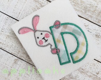 Lovely Bunny Rabbit Letter (comes in 3 sizes, an adorable bunny rabbit applique lettering perfect for children's clothing and accessories!)