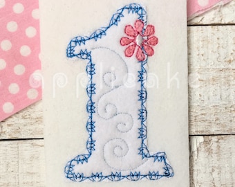 Flower power elegant number machine embroidery Beautiful flower outline design, 3 assorted sizes INSTANT DOWNLOAD