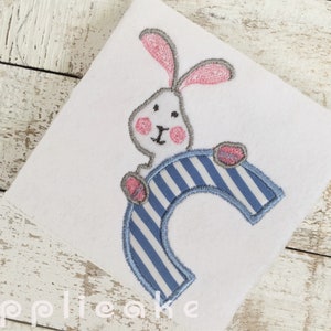Lovely Bunny Rabbit Letter (comes in 3 sizes, an adorable bunny rabbit applique lettering perfect for children&#39;s clothing and accessories!)