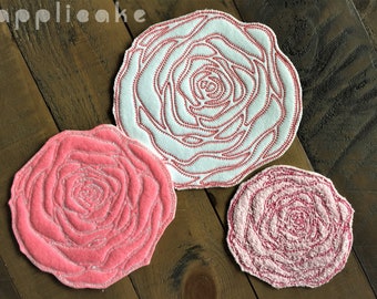 Beautiful Rose Patch, applique design files:different sizes available; 3 assorted sizes INSTANT DOWNLOAD