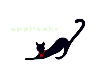 Mini Stretchihg Kitty Cat Embroidery-with a collar and long tail! (3size)