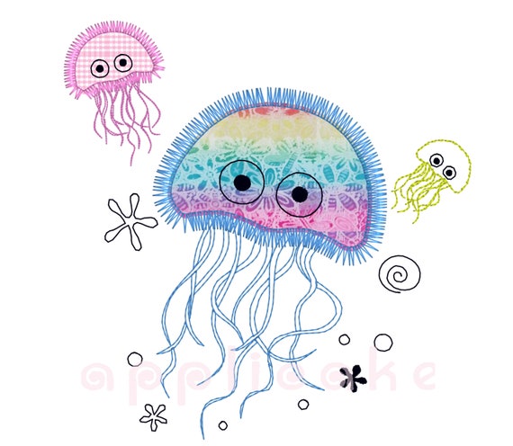 Cute Jellyfish Comes In 3 Sizes Adorable Jellies Under The Sea With Applique Stitches