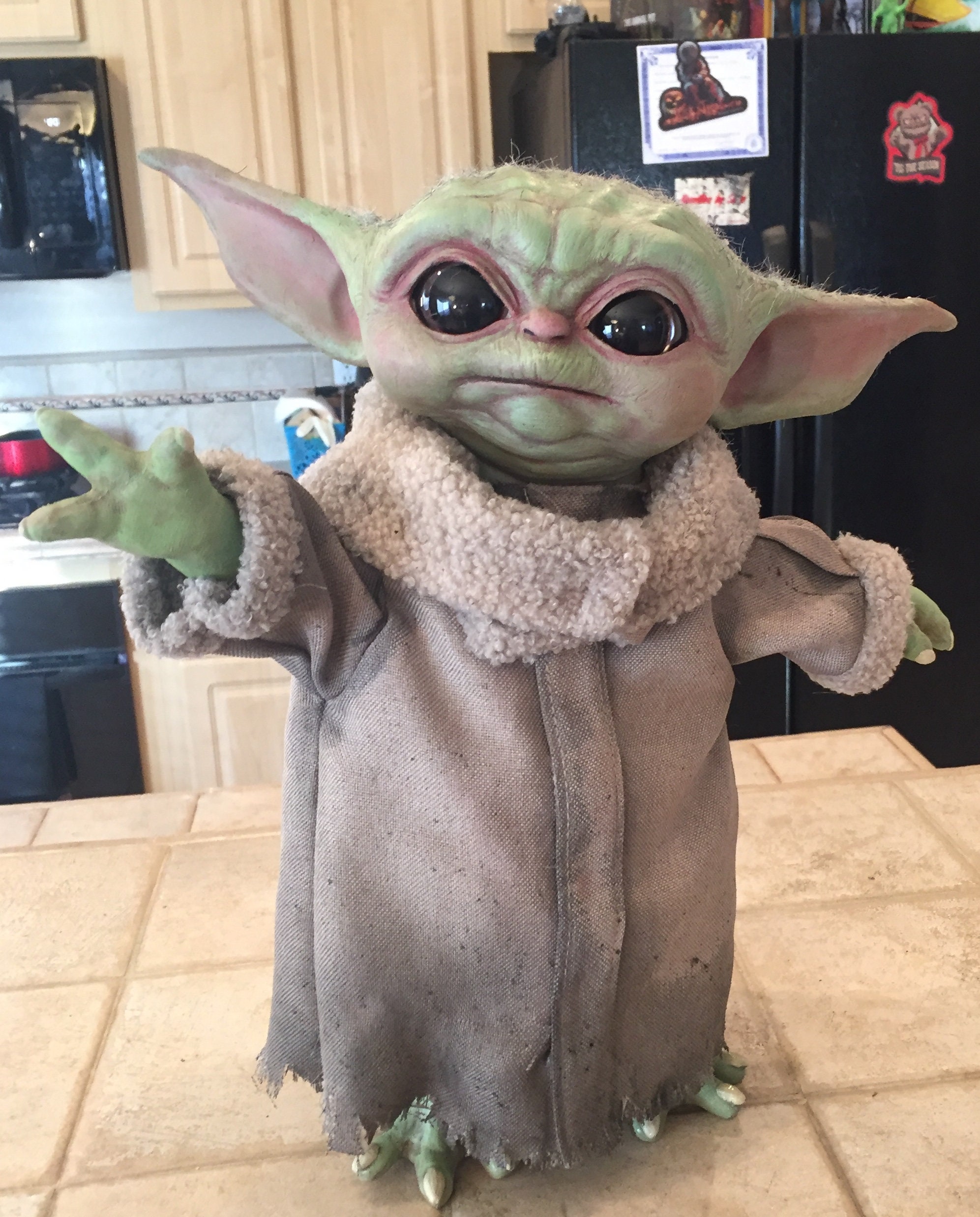 This animatronic Baby Yoda puppet looks like it's alive