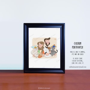 Ritratto personalizzato, ritratto illustrato, illustrazione personalizzata, regalo personalizzato, file digitale, ritratto di famiglia, idea regalo personalizzata, regalo illustrato
