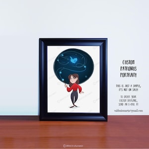 Custom Patronus portrait,Wizarding portrait,Patronus illustration,custom gift,digital file,custom patronus bookmark,cartoon portrait