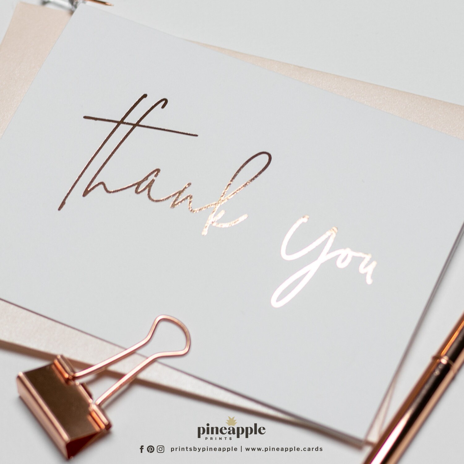 Thank You Cards Rose Gold Foil Thank You Card Foiled Thank Etsy