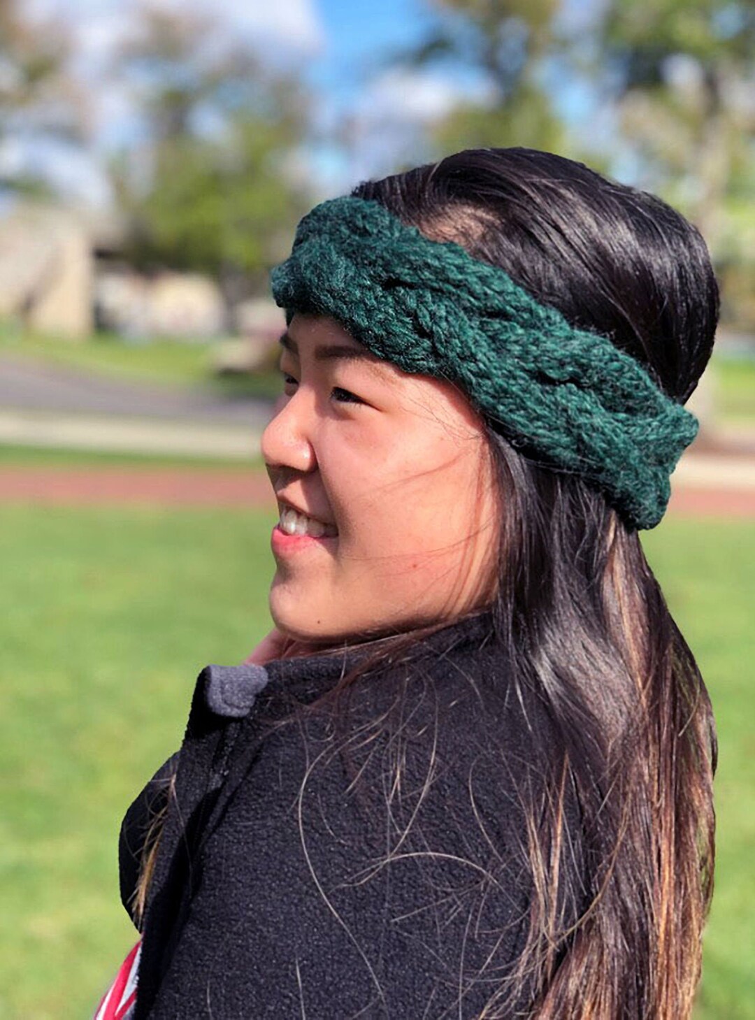 green knit headband Forest Green Knitted Headband – Alpine Nation Outdoor Clothing main image 2