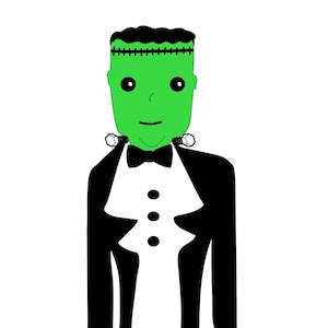 Frankenstein Jr. Frankenstein, Halloween Clipart, Prom, Holiday, Monster, Digital Download, JPG, PNG