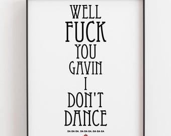 Dance Gavin Dance Print, Digital Download, Printable Wall Art, All The Way Down, Song Lyrics Print, Music Decor