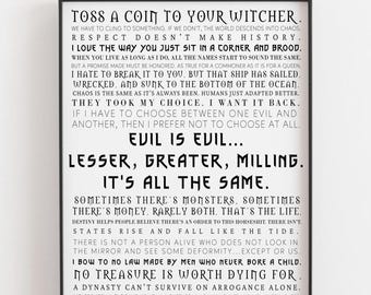 Impresión de The Witcher, descarga digital, arte mural imprimible, citas de The Witcher, serie de televisión The Witcher, póster de The Witcher