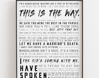 The Mandalorian Print, Digital Download, Printable Wall Art, Star Wars Quotes, Mandalorian Poster