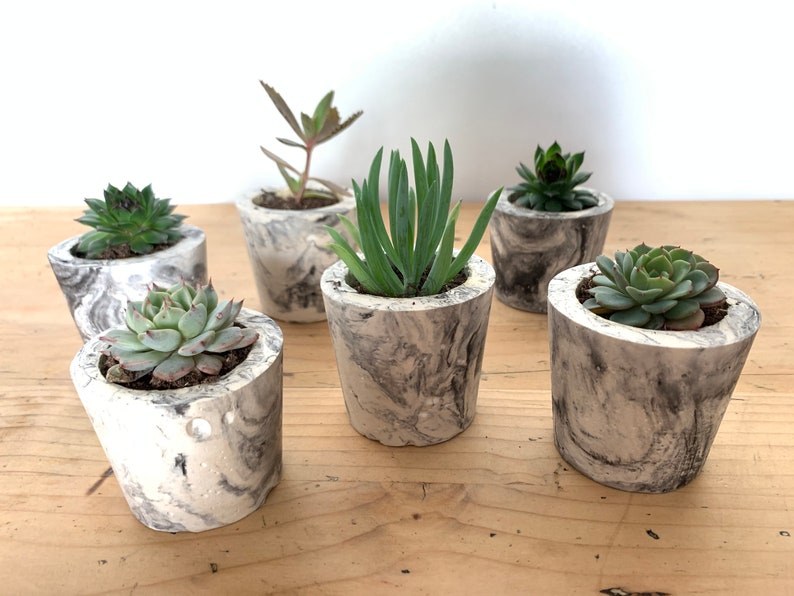 Pots en pl\u00e2tre faits main effet marbr\u00e9