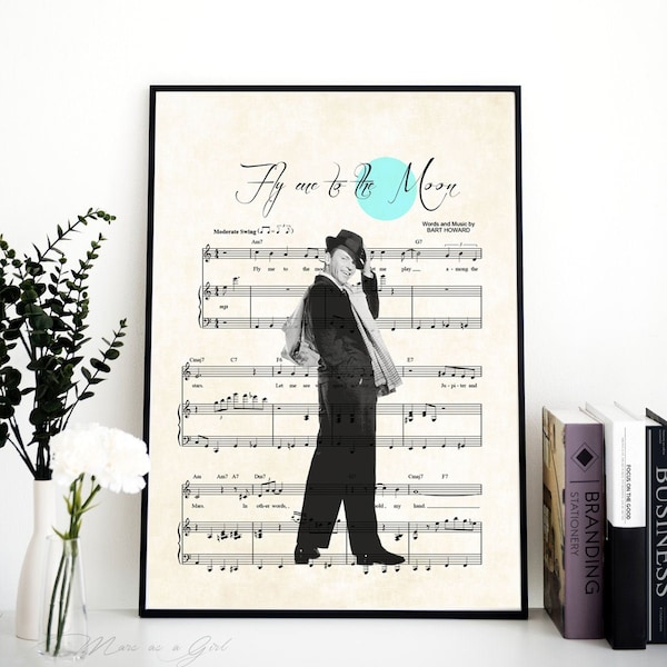 Frank Sinatra Art Print, New York New York, Fly Me to the Moon, Music Sheet Print