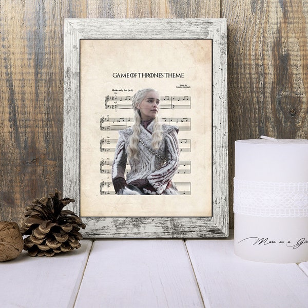 Game of Thrones Art, Daenerys Targaryen, Mother of Dragons, George R.R. Martin, Music Sheet Print