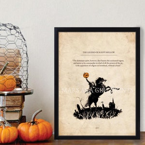 The Legend of Sleepy Hollow, Rustic Halloween, Farmhouse, The Headless Horseman, Ichabod Crane, Art Print