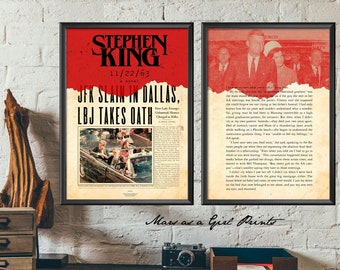 Stephen King 11/22/63 JFK Set of 2 Book Page Art Prints