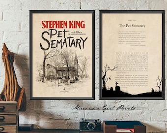 Stephen King Pet Sematary Set of 2 Book Page Art Prints