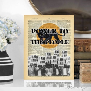 Power to the People, Black Panther, Equal Rights, Civil Rights Act 1964, Black Lives Matter, Dictionary Art Print
