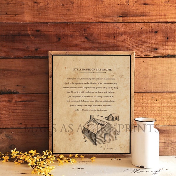 Vintage Little House on the Prairie, Laura Ingalls, Farmhouse, Home Sweet Home, Art Print
