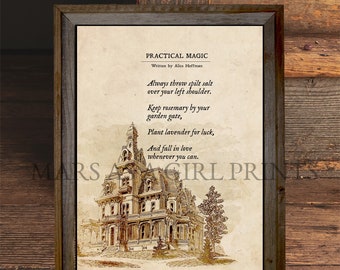 Practical Magic Movie, House Illustration, Fall in Love Whenever You Can Poem, Art Print