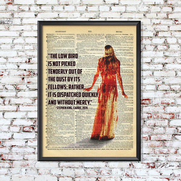 Stephen King Carrie 1976 Sissy Spacek, Book Quote Dictionary Art Print