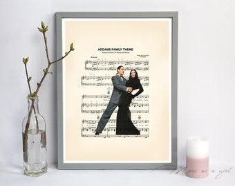 Addams Family Morticia and Gomez Music Sheet Art Print