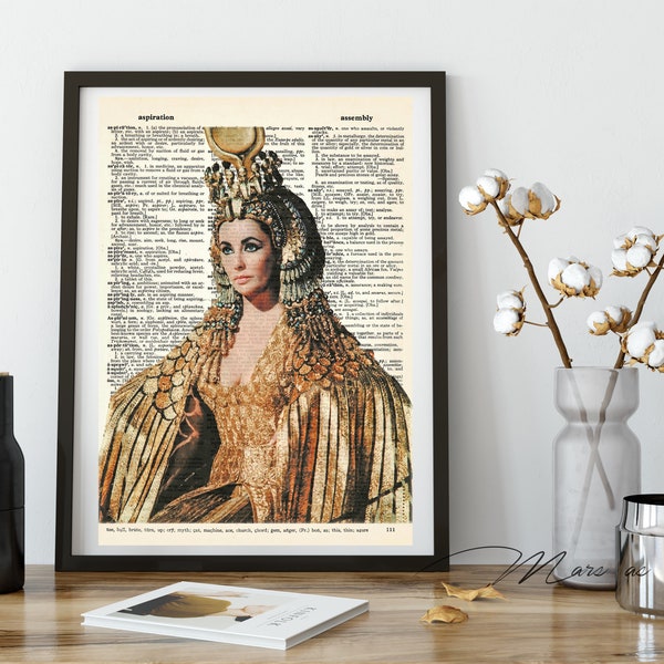 Elizabeth Taylor, Cleopatra, 1960s Art, Dictionary Print