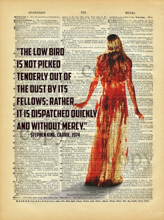 Stephen King Carrie 1976 Sissy Spacek, Book Quote Dictionary Art Print 