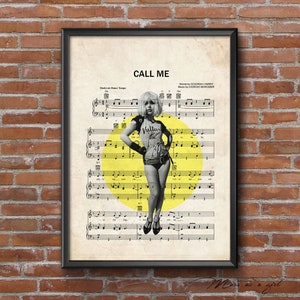 Blondie Art, Debbie Harry, 1980s, Call Me Lyrics, Music Sheet Print