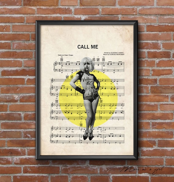 Blondie Art Debbie Harry 1980s Call Me Lyrics Music Sheet Etsy