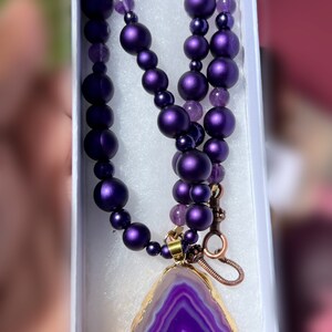 Agate Slice necklace w/Amethyst