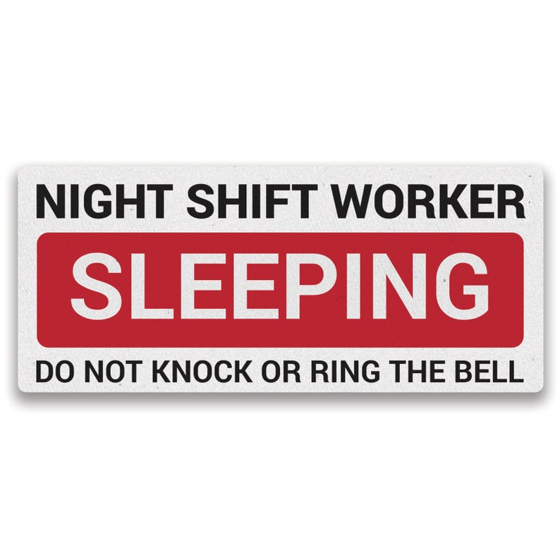 Metal Wall Sign Night Shift Worker Sleeping Red | Etsy