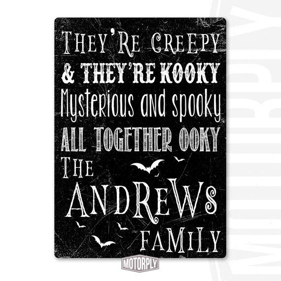Metal Wall Sign Personalised Addams Family | Etsy