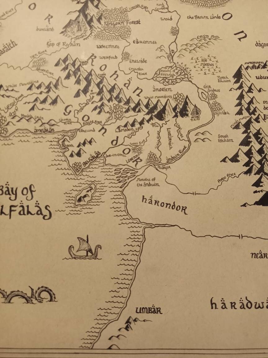 Handdrawn J.R.R. Tolkien Map of Middle Earth in the Third 3rd Age - Etsy