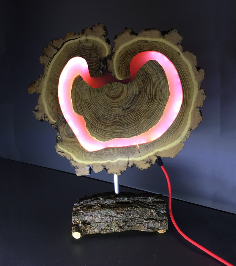 Wooden table lamp Epoxy resinLED strip LED lamp Lighting ...