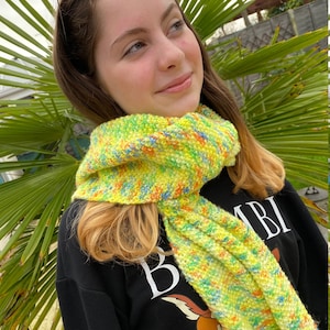 Lemon Rainbow Hand Knitted Scarf