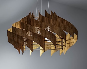Extra Large Wooden Ceiling Lamp: 3-Bulb Scandinavian Pendant