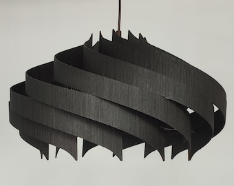 Black Pendant Light Rustic Boho Wood Ceiling Lamp Modern Hanging Lighting Fixture
