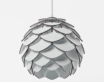 Mini Pinecone Pendant Light – Handmade White Wood Scandinavian Lamp