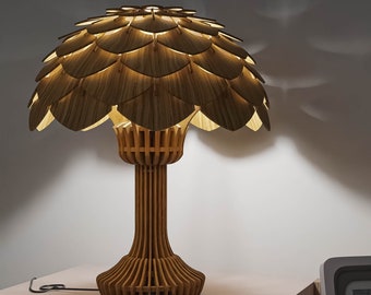 Moderne notenhouten tafellamp: Scandinavisch geïnspireerd ontwerp