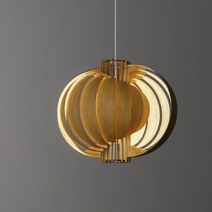 Pendant light / Lamp shade The Moon 520 / art deco wood lamp / ceiling light / wood pendant light image 1