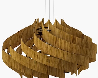 Oak Wood Chandelier Pendant Lamp, Scandinavian Style