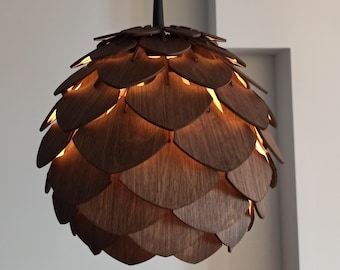 Wooden Pinecone Pendant Light, Scandinavian Style Lamp Shade