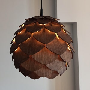 Wooden pendant light / Mini Pinecone Pendant Lights / small wooden lamp shade / scandinavian light / wooden ceiling light