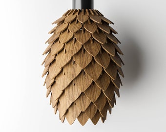 Natuurlijke walnoot wandlampenkap "Mini Pinecone 230" / kleine houten wandlampenkap / unieke wandlampenkap / nachtkastje wandlampenkap