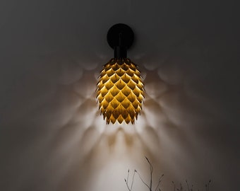 Wall Lampshade "Mini Pinecone 230"  / Small wooden wall Lampshade / Unique Wall lampshade / Bedside Wall Lampshade