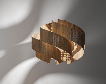 Chandelier / Pendant Lights "The Secret 900" Natural Walnut / Wooden Lamp Shade / Nordic Lamp / Handmade Ceiling lamp