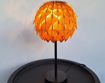 Amber Wooden Desk Lamp | Handmade Pinecone Table Lamp