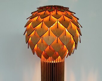 Modern Oak Night Light: Unique Desk & Table Lamp, LED, Housewarming Gift, Wood Decor